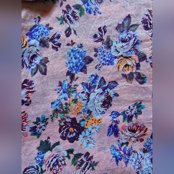 ZARA Floral Button Front Blouse Pink Blue Cottagecore Size Small EUC - Picture 7 of 11